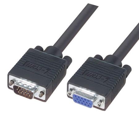 CGSVGAMF-10 L-Com Male 15 Pin D-sub to Female 15 Pin D-sub SVGA Cable, 10ft Black