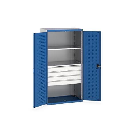 40021108-11V Bott 2 Door, 4 Drawer Sheet Steel Floor Standing Cupboard, 1050 X 650 X 2000mm