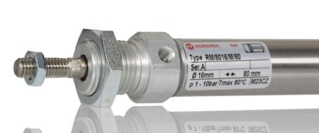 RM-8016-M-80 Norgren Pneumatic Roundline Cylinder - 16mm Bore, 80mm Stroke, RM/8000/M Series, Double Acting