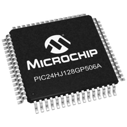 PIC24HJ128GP506A-I-PT Microchip PIC24HJ128GP506A-I/PT, 16bit PIC Microcontroller, 40MIPS, 128 kB Flash, 64-Pin TQFP