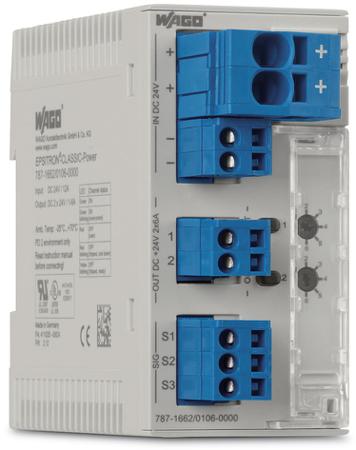 787-1662-004-1000 WAGO Electronic Circuit Breaker 3.8A 24V 787, 2 channels , DIN Rail