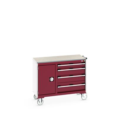 41006011-24V Bott 1 Door, 4 Drawer Steel Floor Standing Cupboard, 1050 x 525 x 890mm