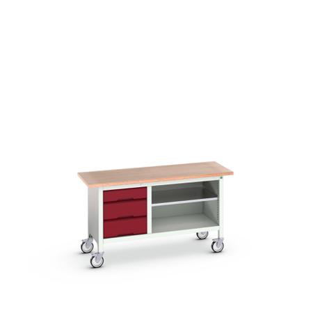 16923212.24 Bott, 3 Drawer Sheet Steel Floor Standing Storage Cabinet, 1500 x 600 x 830mm