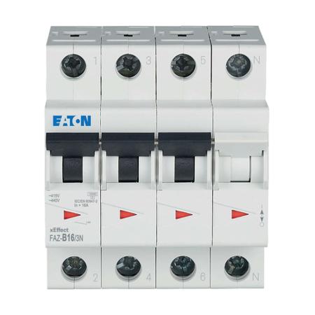 278949-FAZ-B16-3N Eaton xEffect FAZ MCB, 3+N, 16A Curve B, 400V AC, 60V DC, 10 kA Breaking Capacity