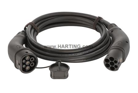 08914090108A0 HARTING 32 A Mode 3, Type 2 to Type 2, EV Charging Cable 7.5m