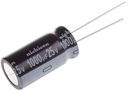 UPM1E102MHD Nichicon 1000μF Aluminium Electrolytic Capacitor 25V dc, Radial, Through Hole -