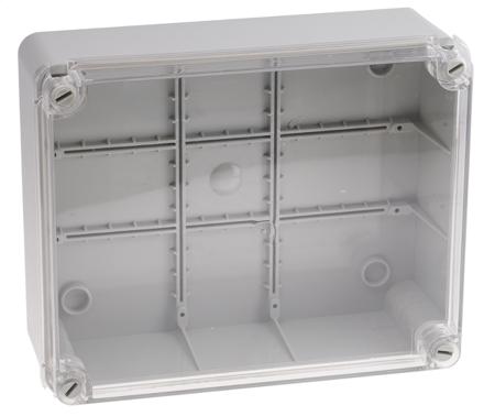769-6147 RS PRO Grey ABS Enclosure, IP55, Clear Lid, 210 x 95 x 260mm