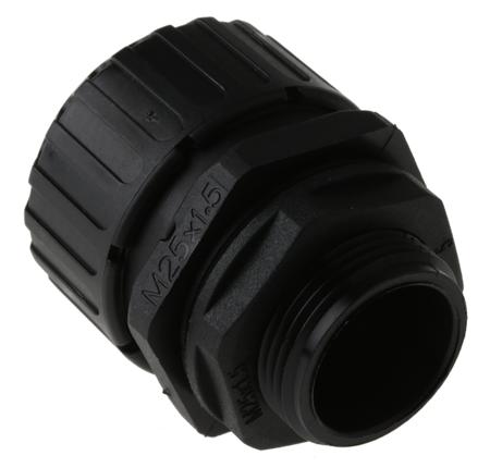7TCA296060R0125--XF25-M25-D Adaptaflex M25 Straight Cable Conduit Fitting, Black 25mm nominal size