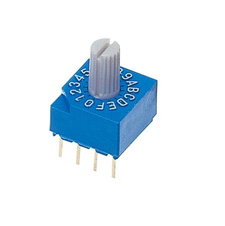 S-1110A Nidec Components S-1000A, 16 Position, Hexadecimal Rotary Switch, 100 mA, Pin