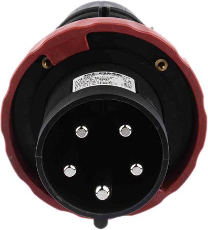 219-6337 Scame IP66 Red Cable Mount 3P+N+E Power Connector Plug ATEX, IECEx, Rated At 63.0A, 346 → 415 V