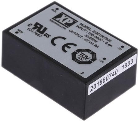 ECE10US05 XP Power Switching Power Supply, , 5V dc, 2A, 10W, 1 Output, 120 → 370 V dc, 85 → 264 V ac Input