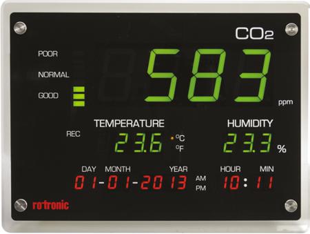 CO2-DISPLAYRS Rotronic Instruments CO2-DISPLAY Temperature, Humidity & CO2 Data Logger with NTC Sensor