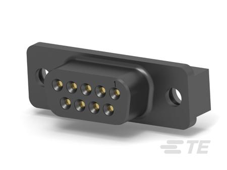 5207841-3 TE Connectivity AMPLIMITE HD-20 9 Way Vertical Board Mount D-sub Connector Receptacle, 2.74mm Pitch, with Mounting Hole
