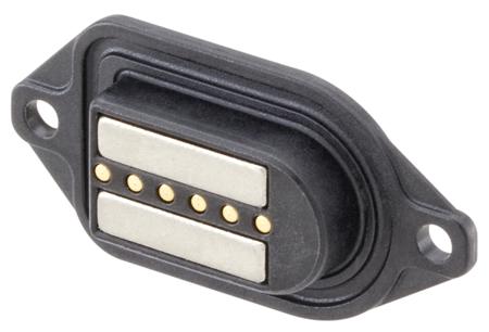 M9K701-299L Rosenberger, MultiMag 6, Straight Panel Mount6 way Magnetic Connector, Brass Contact Female, Solder Termination