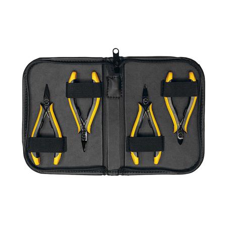 3-680 Bernstein  4-Piece Plier Set, Angled, Bent, Flat, Straight Tip, ESD, 130 mm Overall