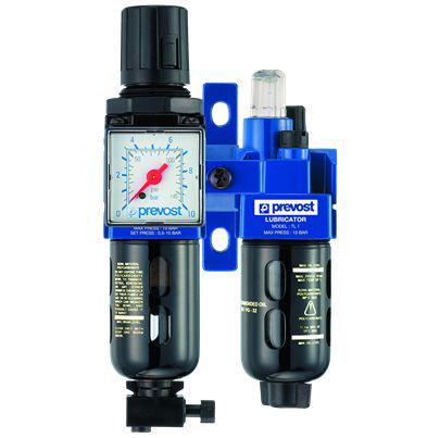 KTB-SM2 PREVOST G 3/8 FRL Assembly, Automatic Drain, 25μm Filtration Size Integrated Pressure Gauge