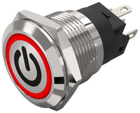 82-5151.1113.B002 EAO 82 Series Illuminated Illuminated Push Button Switch, Momentary, Panel Mount, 19mm Cutout, SPDT, Red LED, 240V,