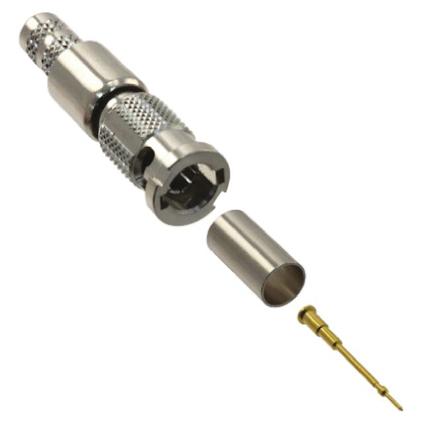 034-1033 Amphenol RF HD-BNC Series, Plug Cable Mount HD-BNC Connector, 75Ω, Crimp Termination, Straight Body