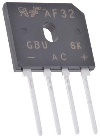 GBU6K onsemi Bridge Rectifier, 6A, 800V, 4-Pin