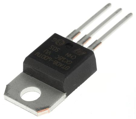 BTA08-600TWRG STMicroelectronics Through Hole, 3-pin, TRIAC, 800V, Gate Trigger 1.3V 800V