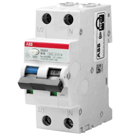 2CSR275180R1165--DS201-M-B16-A30 ABB RCBO - 2P, 10 kA Breaking Capacity, 30mA Trip Sensitivity, DS201 Series
