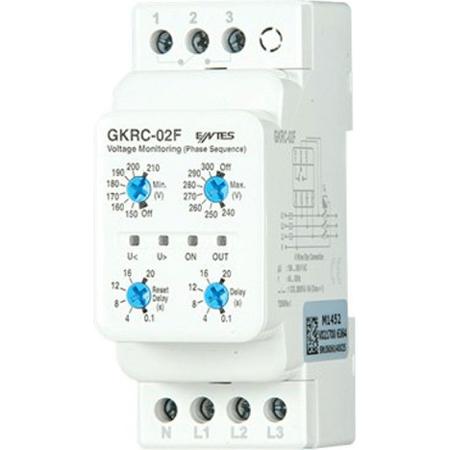 GKRC-20F ENTES Voltage Monitoring Relay, 3 Phase, SPDT, DIN Rail