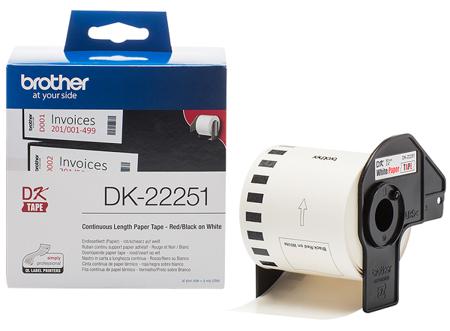 DK22251 BROTHER  Black, Red on White Label Printer Tape