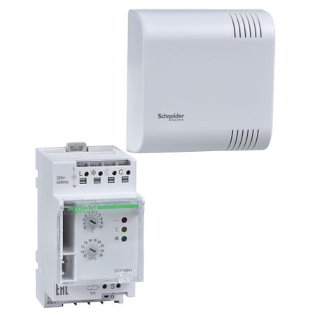 CCT15841 Schneider Electric Acti 9 TH DIN Rail Thermostat, 85 x 45mm, 230 V Supply Voltage ON/OFF