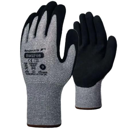 BMG00758FD Skytec BMG758 Black, Grey Nylon Cut Resistant, General Purpose Work Gloves, Size S, Nitrile Coating