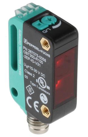 OBT350-R100-2EP-IO-V31 Pepperl + Fuchs Background Suppression Photoelectric Sensor, Block Sensor, 5 mm → 350 mm Detection Range IO-LINK
