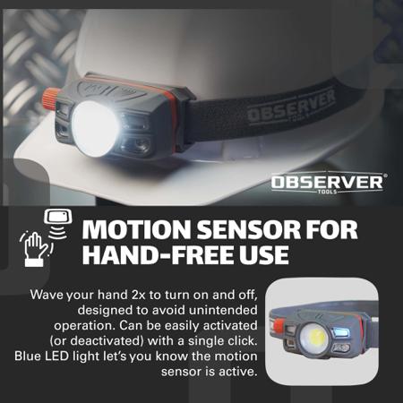 OBS-HL350 LED Head Torch For Hard Hats 450 lm, 150 m Range
