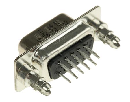 09561617712 HARTING 15 Way Through Hole D-sub Connector Plug, 2.29mm Pitch, with 4-40 UNC Threaded Inserts, Boardlocks