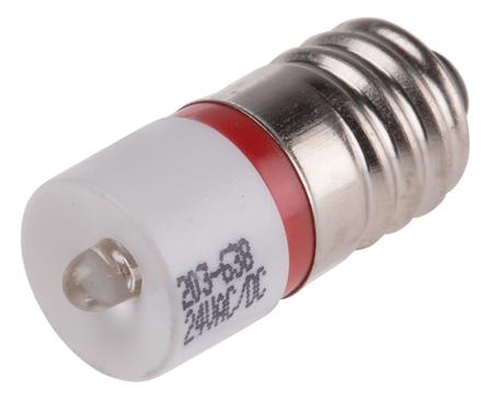 203-638 RS PRO Red LED Indicator Lamp, 24V ac/dc, E10 Base, 10mm Diameter, 1750mcd