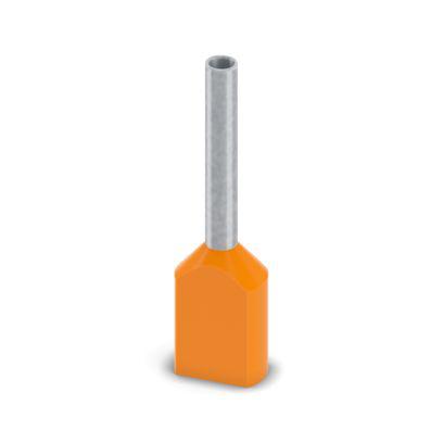 2100016 Phoenix Contact, 5 - 10 OG, AI-TWIN 2X 0 Insulated Bootlace Ferrule, 10mm Pin Length, 1.5mm Pin Diameter, Orange