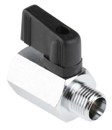 486-334 RS PRO Chrome Plated Brass Hydraulic Ball Valve G 1/4