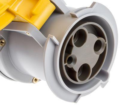 125-4439 RS Pro IP44 Yellow Cable Mount 2P+E Industrial Power Socket, Rated At 63A, 130 V