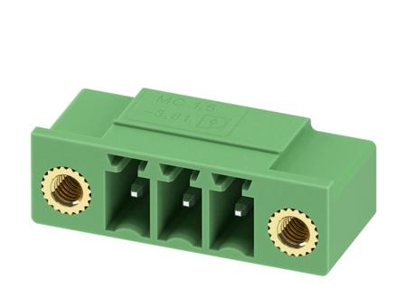 1817819 Phoenix Contact, 3.81mm Pitch, MC 1.5/3-GF-3.81-LR, 3 Way, Right Angle, Pluggable Terminal Block, Header, Through Hole,