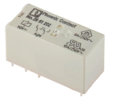 2961202 Phoenix Contact PCB Mount Power Relay, 110V dc Coil, 10mA Switching Current, DPDT