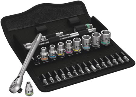 05004018001 Wera 28-Piece Metric 1/4 in Standard Socket/Bit Set with Ratchet, 6 point; Hex Bit; Phillips Bit; Pozidriv Bit; Torx Bit