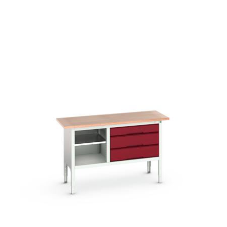 16923013.24 Bott Steel Workbench, 75kg Max Load, Adjustable Height, 930mm x 600mm x 1500mm