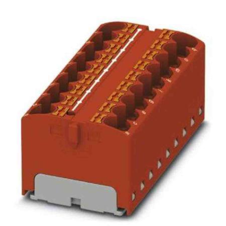 3273970 Phoenix Contact Distribution Block, 18 Way, 6mm², 32A, 450 V, Red