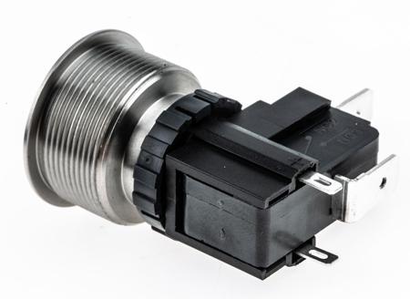 175-8163 Single Pole Single Throw (SPST) Lock Push Button Switch, IP67, 25.2 Dia.mm, Panel Mount White LED, Power Symbol