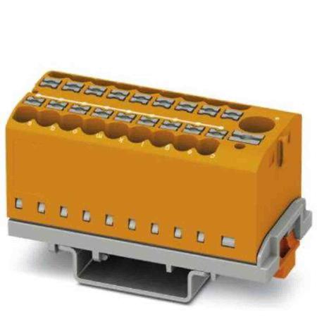 3273128 Phoenix Contact Distribution Block, 19 Way, 4mm², 24A, 690 V, Orange