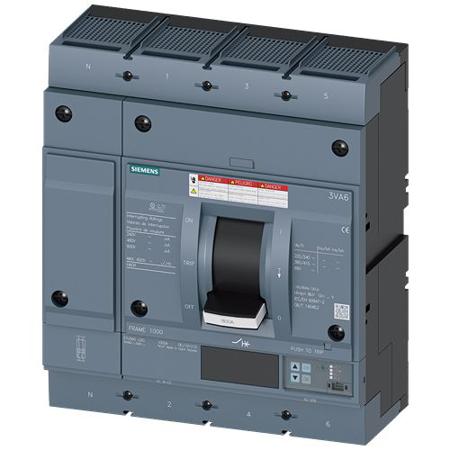 3VA6560-6JQ46-0AA0 Siemens, SENTRON MCCB Molded Case Circuit Breaker 4P 600A, Breaking Capacity 65 kA, Fixed Mount