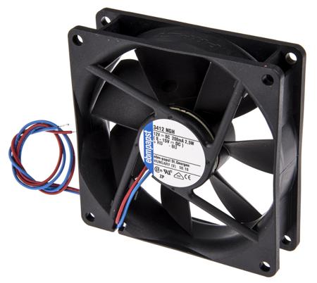 3412NGH DC Axial Fan, 92 x 92 x 25.4mm, 94m³/h, 2.5W, 12 V dc (3400N Series)