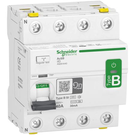A9Z61440 Schneider Electric iID RCCB, 40A, 4 Pole, 30mA, Type B-SI, 400V ac