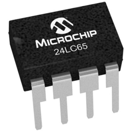 24LC65/P Microchip ,  64 kB Serial EEPROM,  900 ns 8-Pin PDIP Serial-I2C