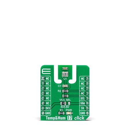 MIKROE-4702 MikroElektronika Temperature and Humidity 17 Click Temperature & Humidity Sensor Add On Board for HS3001 mikroBUS Socket