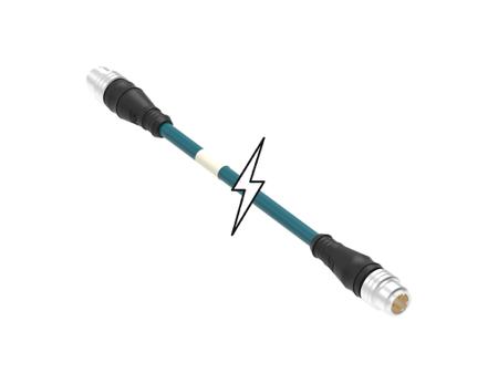 1300480101 TE Connectivity Straight Male M12 to Straight Male M12 Cordset, 7m