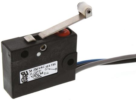 V3SYR1-UL Saia-Burgess Roller Lever Micro Switch, Pre-wired Terminal, 5 A @ 250 V ac, SPDT, IP67